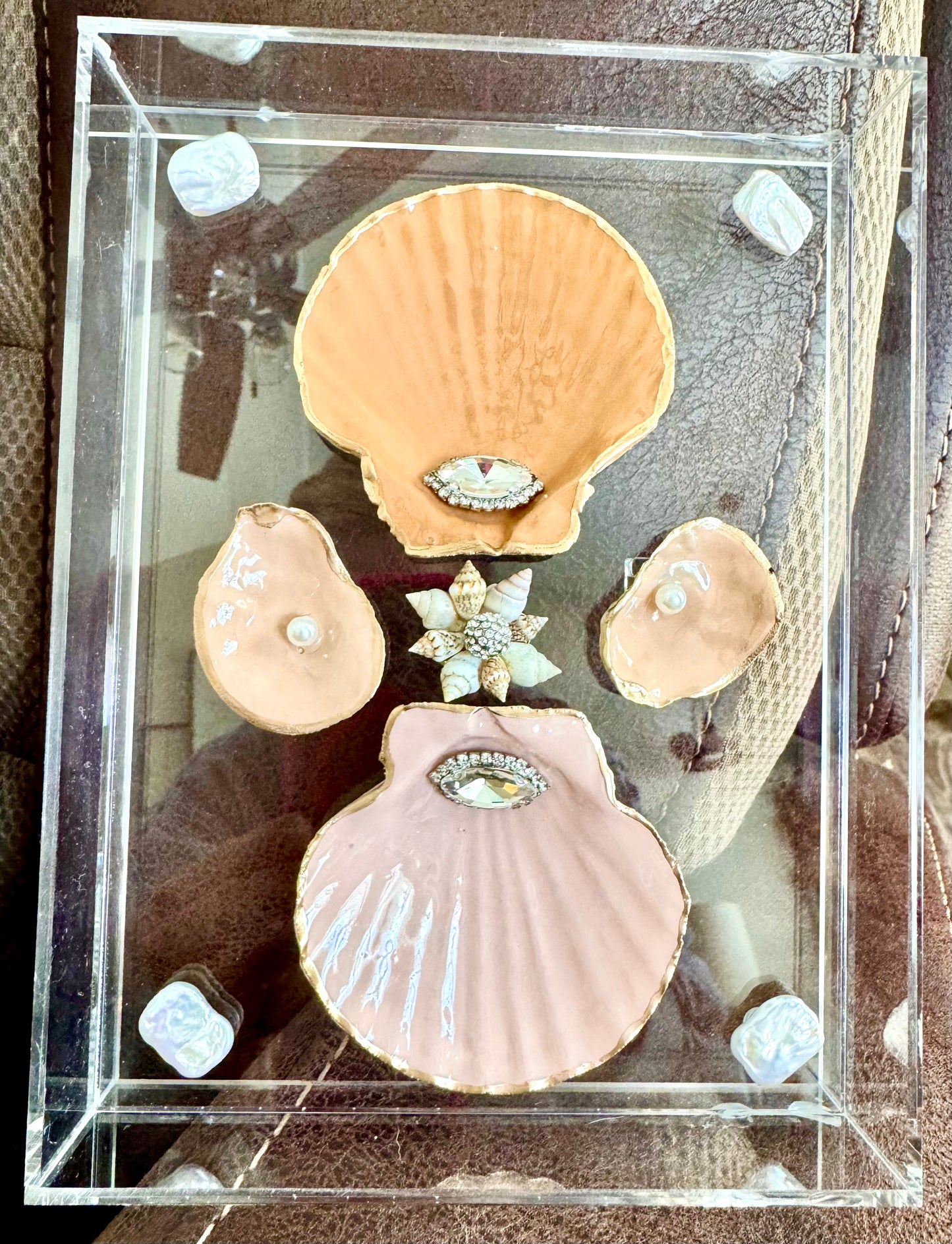 5x7 Acrylic Frame Vintage Crystal Shell Art